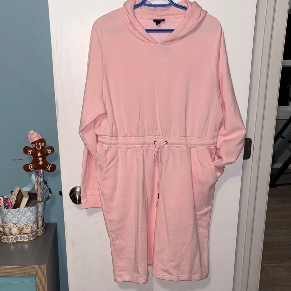 NWT 1XL Torrid Pink Long-Sleeve Hoodie Dress- AS IS - Picture 1 of 11